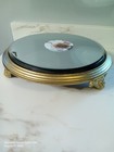 Vintage Ornate Mirrored Vanity Perfume Dresser Tray Round Metal Glass