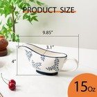 Magclay Ceramic Gravy Boat  15oz Gravy Bowl  Blue And White  Leaf