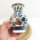 Vintage 1960s Jerusalem Armenian Pottery Ceramic Vase Hand Painted Floral