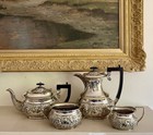 Antique Vintage Silver Plated Tea And Coffee Set Victorian Style Ornate 4 Piece