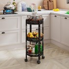 No Assemble 3 Tier Rolling Storage Cart  Folding Utility Cart With 2 Lockable   