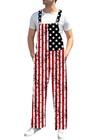 Mens American Flag Denim Bib Overalls Shorts Adjustable Pocket Romper Shorts