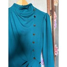 Marciano Teal Draped Mock Neck Button Midi Dress Size Xs