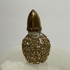 Vintage Filigree Wrapped Miniature Glass Perfume Bottle Gold Color Miniature 2   