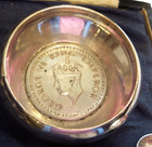 Boxed Set Pair Silver 1944 Rupee Coin Set Salt Dishes   Spoons New Delhi India