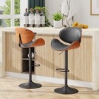 Set Of 2 Bar Stools Black Pu Leather Modern Hydraulic Swivel Dinning Chair Us