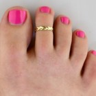 Yellow Gold Plated Women s Leaf Band Adjustable Toe Ring Solid Metal 925 Silver