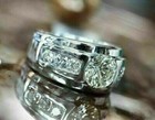 3ct Round Cut Real Moissanite Men s Unique Ring 14k White Gold Plated