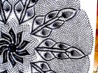 48  Ooak Round Tablecloth Handmade Crocheted Black Colored   