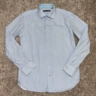 Hammer Made Men s 39 15 5 White Blue Palm Tree Print Slim Fit Long Sleeve Shirt