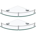 2 Pack Glass Corner Shelf For Bathroom Shower Wall Floating Shelf Shampoo Holder