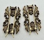 Antique Victorian Shoe Buckle Pin Clips Ornate Floral Design  284d
