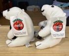 2  1993 Coca Cola Polar Bear Plush Holding A Coke Green And Clear Bottle  Y0026