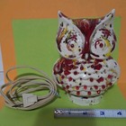 Vintage Ceramic Owl Lamp Night Light Mcm White Drip Glaze Yellow 6  High W pegs