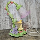 Vtg Disney Hampton Bay Tinker Bell Purple Tulip Flower Table Pink Lamp W  Wings 