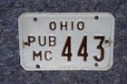 1980 s Ohio Public Motorcycle License Plate