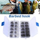 100-1000pcs Fish Hooks 10 Sizes Fishing Black Silver Sharpened With Box Kit