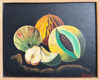 Vintage Original Oil Painting Still Life Signed Framed Realism Art Fruit
