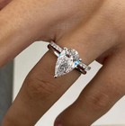 14k White Gold 3 Tcw Excellent Pear Cut Moissanite Bridal Set Engagement Ring