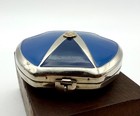 Vintage  delta Tau Delta  Powder Compact   Blue Enamel Art Deco Makeup Vanity