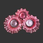 3 Victorian Art Glass Cranberry Applied Vaseline Rigaree Candy Dishes Bowls