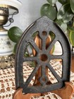 Vintage Or Antique Cast Iron Sad Iron Trivet  Peacock Or Tree Of Life Pattern