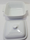 White Le Creuset Large Stoneware Square Covered Casserole baking Dish 3 Qt 