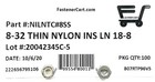  100  8-32 Stainless Steel Nylon Insert Jam Thin Nuts  8 Ntm Locking Nuts