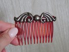 Vtg Taxco  Hecho Mexico Sterling Silver 925 French Scroll Plastic 2 5  Hair Comb