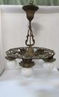 Antique Vintage Chandelier 1930 s Art Deco Cast Iron Ceiling Light All Original