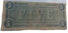 1864  5 Confederate States Of America Five Dollar Note Civil War Fast S h 