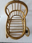 Vintage Miniature Rattan Baby Carriage Basket Wicker Doll Pram Stroller Decor