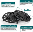 Cast Iron Trivet 2 Pcs Set  8-inch  Meat Rack  Cast Iron Grate For Dutch Ovens  