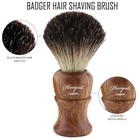 Mens Shaving Brush Pure Black Badger Hair Bristles With Wood Handle Perfect Gift