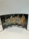 Chinese Table Top 6 Panel Folding Screen Decor Asian 12 Beauty Ladies Lacquer