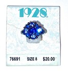 Vintage        1928 Blue Hues Austrian Crystal Black Enameled Sz8 Ring Nwt   vtg