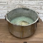Large Antique Hammered Copper Cauldron Pot Wrought Iron Handles 16  X 10 5 Tall