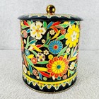 Vintage Daher Floral Storage Tin Canister W Lid Made In England 5 5  Tall