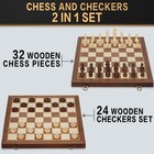 Folding Wooden Chess Checkers Set 15 Inch Magnetic Board Travel Pieces Storage