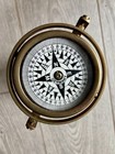 Brass   Gimbal Nautical Compass W  Wooden Base Binnacle  Germany