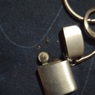 Mini Metal Keychain Lighter W  Flint Wheel  Silver Tone Key Ring