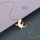 Stainless Gecko Dragon Lizard Rose Gold Silhouette Pendant Necklace W 18in Chain
