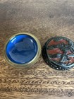 Antique Chinese Cloisonne Brass Carved Cinnabar Inlay W  Buddha Trinket Box 2 5   