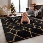 Fluffy Area Rug Large Geometric Soft Shaggy Mat Carpet For Living Room Floor