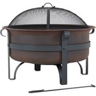 29 In Cauldron Style Steel Fire Pit With Spark Screen - Bronze By Sunnydaze