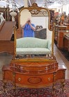 Stunning Inlaid Burl Walnut French Style Vanity Circa 1920 s