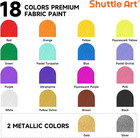 Fabric Paint  18 Colors Permanent Soft Fabric Paint In Bottles  60ml 2oz  With B