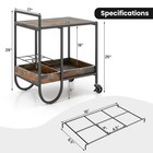 Rolling Buffet Serving Cart Industrial Bar Cart W  Removable Wine Rack Kitchen