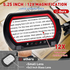 12x Square Ultra Long Magnifying Glass With Light And Clamp   Hands Free Lighted