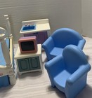 Vtg Little Tikes My Size Dollhou bed Kitchen Sink Tv  stand Couch And Chair Lot